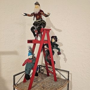 Jester, Santa Claus Elf, Scarecrow Vintage Christmas Mardi Gras Figurines